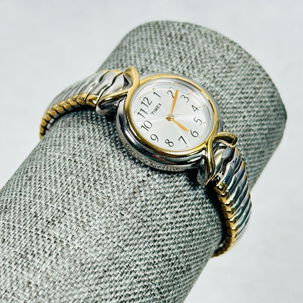Timex Watch Womens 26mm Two Tone Expansion Quartz 30M WR 6" Classic New Battery - Picture 2 of 11